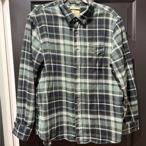 Men's Flannel Green Plaid Shirt Medium Weight Soft XL by Telluride 💯 Cotton